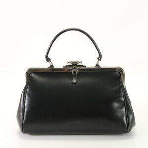 Prada clasp closure leather handbag tote top handles black